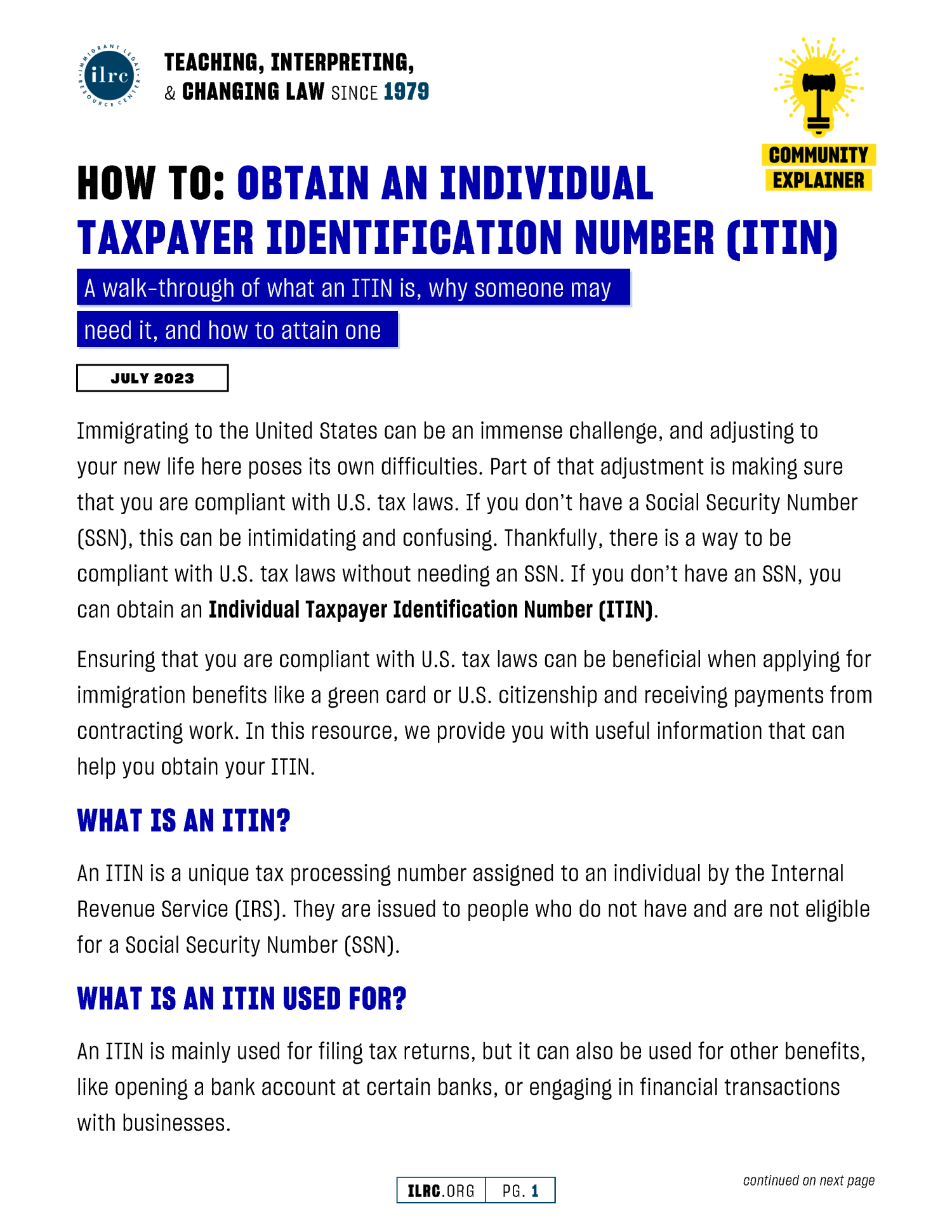 how to obtain individual taxpayer identification number (itin)